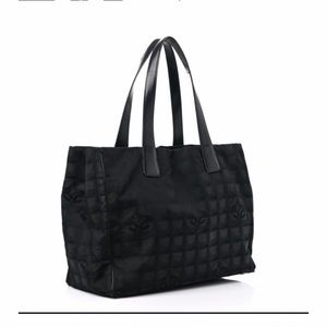 CHANEL Black Quilted Logo Tote Bag